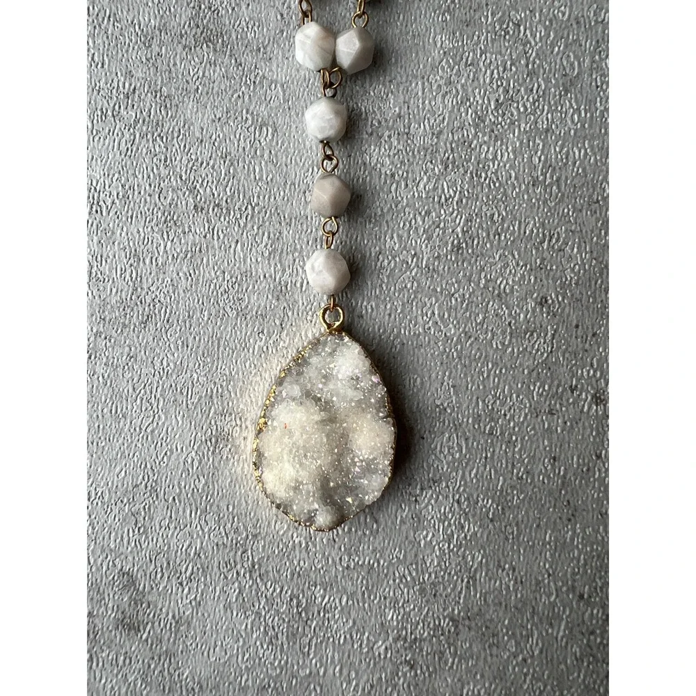 Kendra Scott Necklace Lot Rayne Pearl Druzy Lariat Tassel Long Party Jewelry - Picture 13 of 14